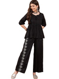 Embroidered Top With Palazzo Co-Ords